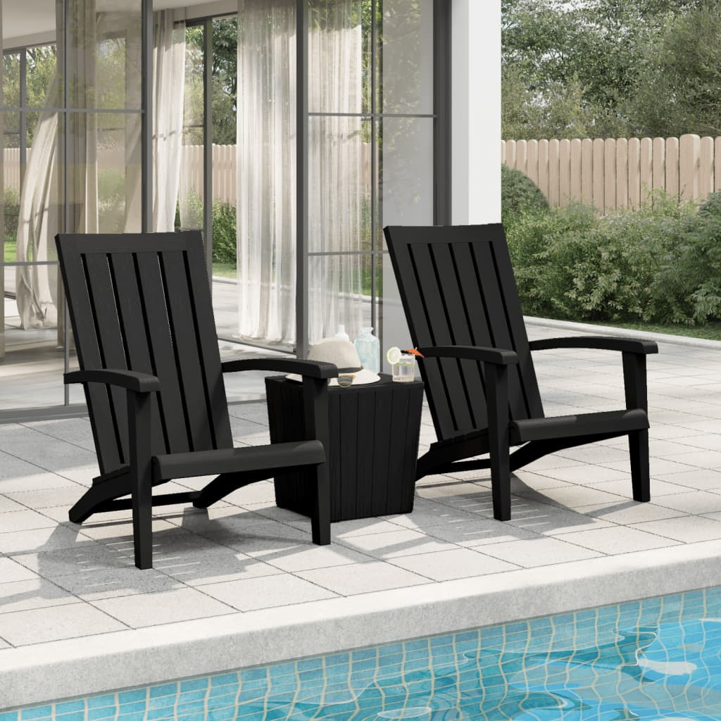 Garden Adirondack Chairs 2 Pcs Black Polypropylene