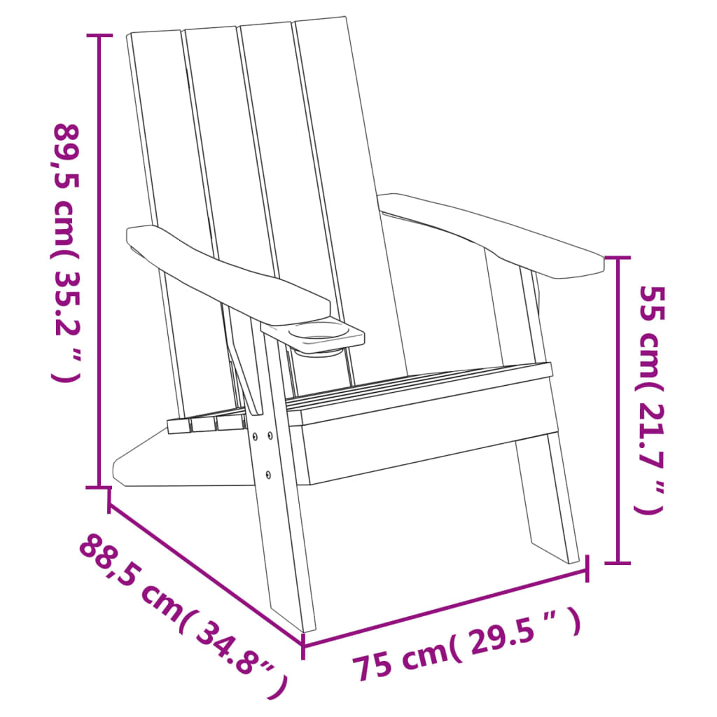 Garden Adirondack Chair Light Brown 75X88.5X89.5Cm Polypropylene