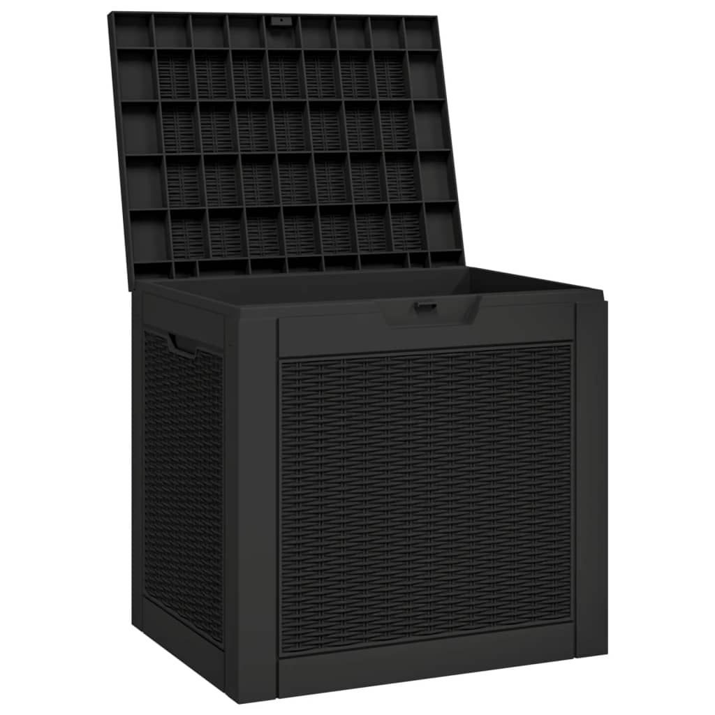 Garden Storage Box Black 55.5X43X53 Cm Polypropylene