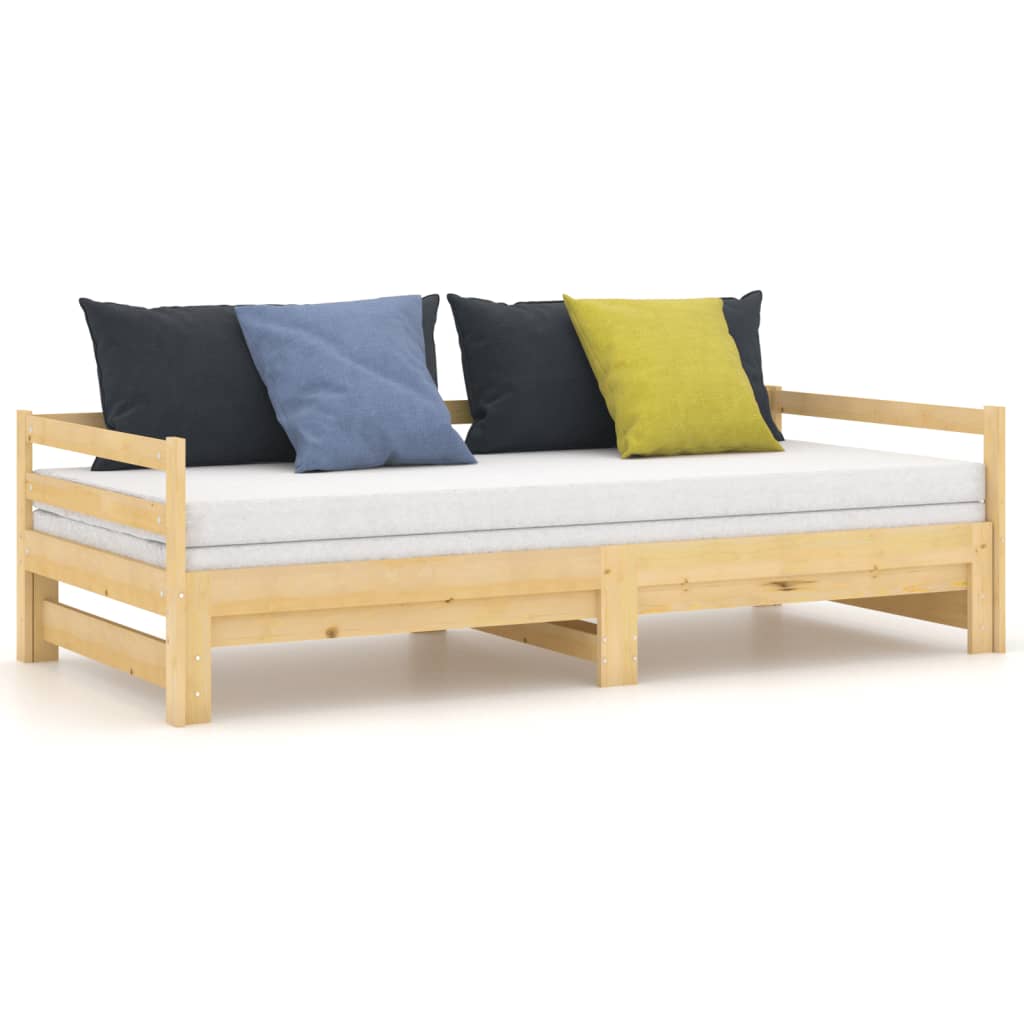 Pull-Out Day Bed Solid Wood Pine 2X(90X200) Cm