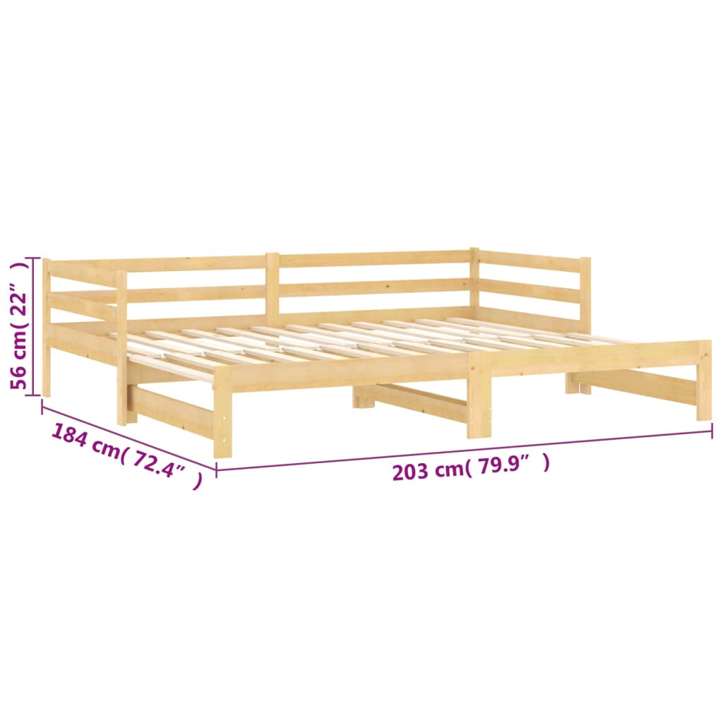 Pull-Out Day Bed Solid Wood Pine 2X(90X200) Cm