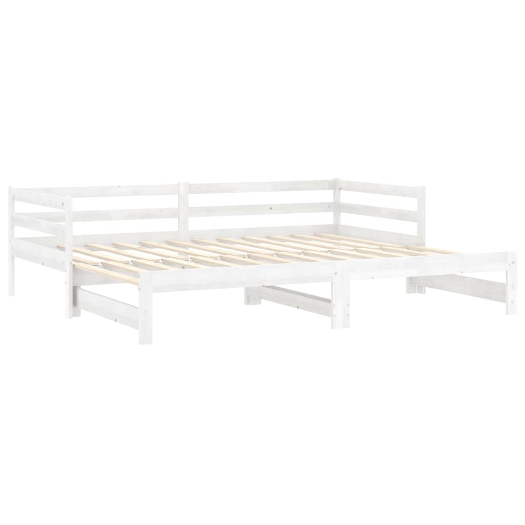 Pull-Out Day Bed White Solid Wood Pine 2X(90X200) Cm