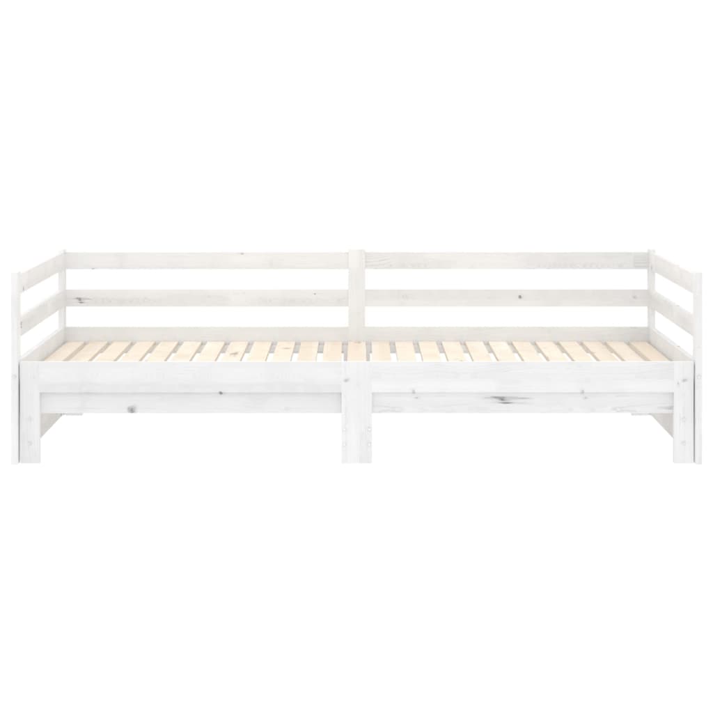 Pull-Out Day Bed White Solid Wood Pine 2X(90X200) Cm