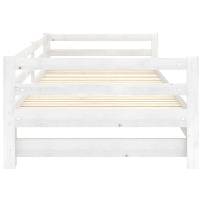 Pull-Out Day Bed White Solid Wood Pine 2X(90X200) Cm