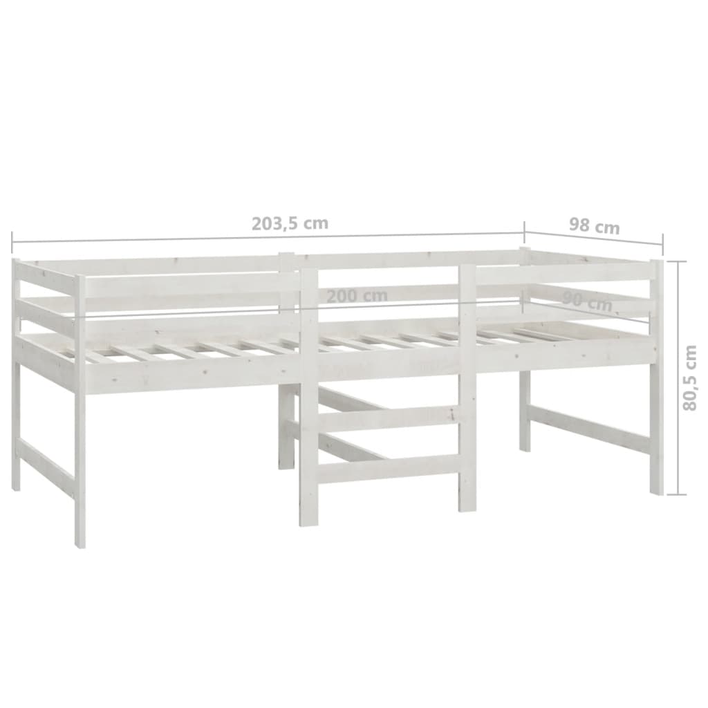 Bed Frame White 90X200 Cm Solid Wood Pine