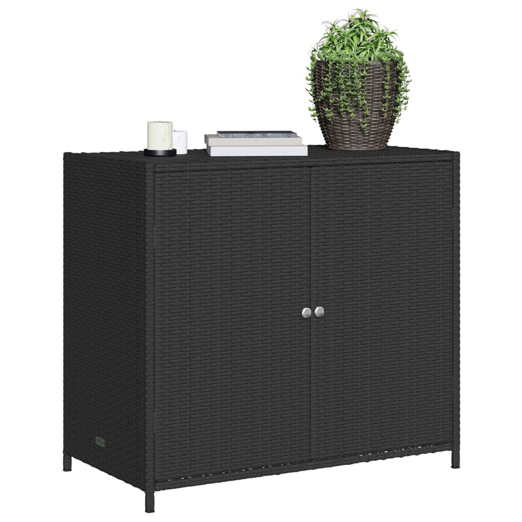 Garden Storage Cabinet Black 83X45X76 Cm Poly Rattan