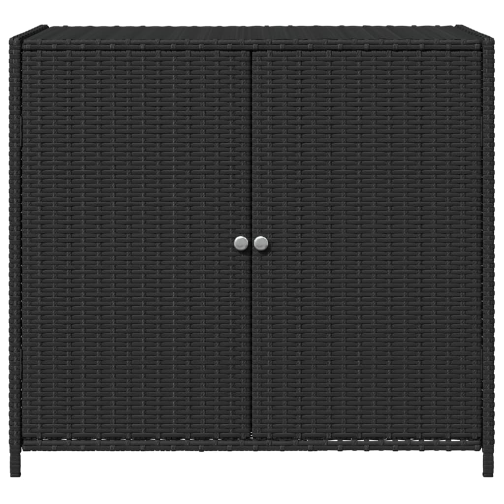 Garden Storage Cabinet Black 83X45X76 Cm Poly Rattan