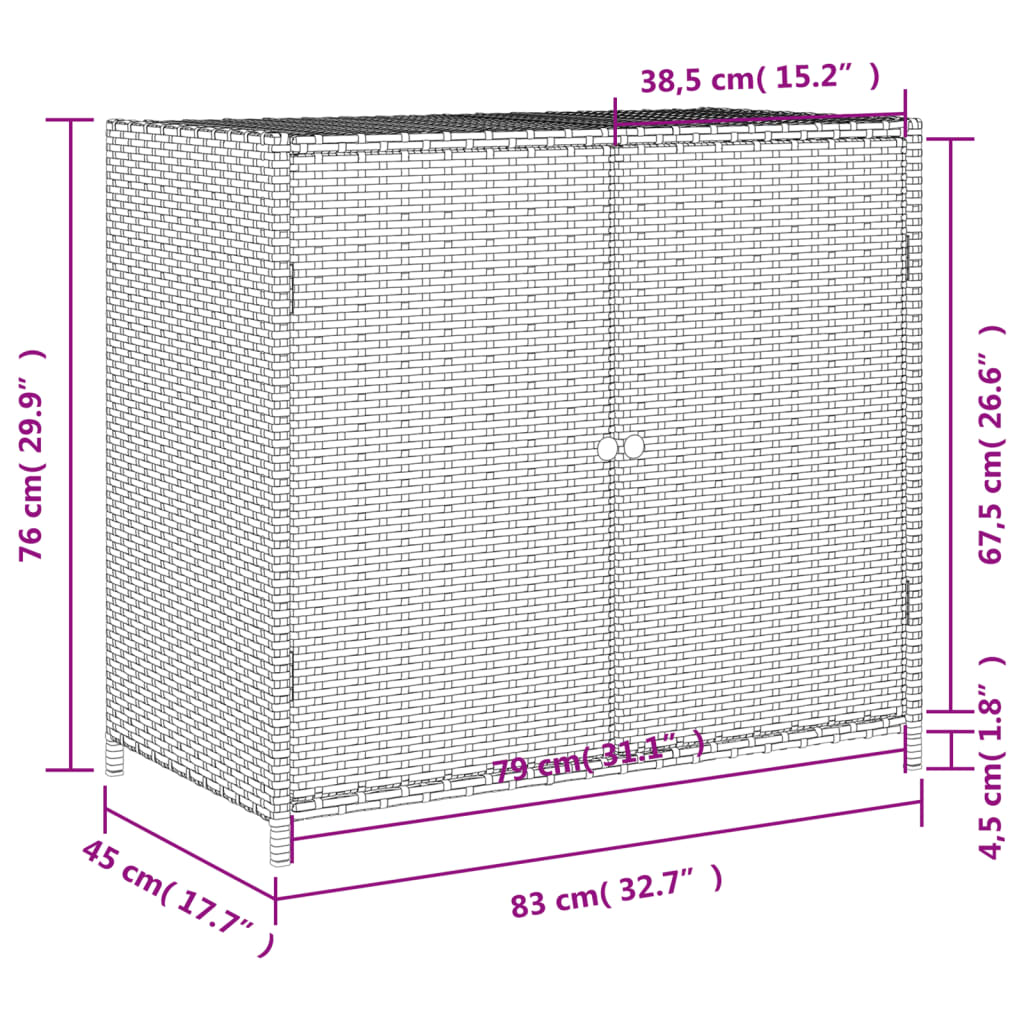 Garden Storage Cabinet Grey 83X45X76 Cm Poly Rattan