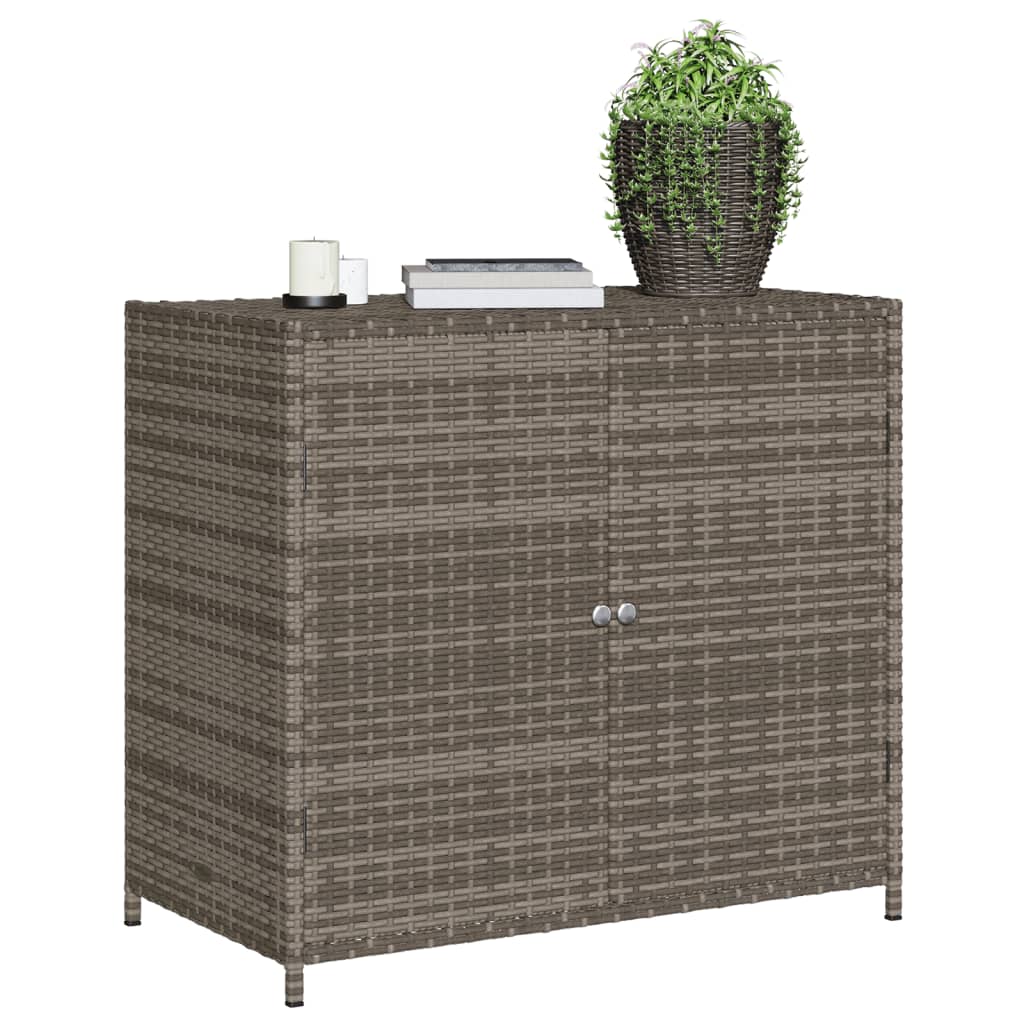 Garden Storage Cabinet Grey 83X45X76 Cm Poly Rattan