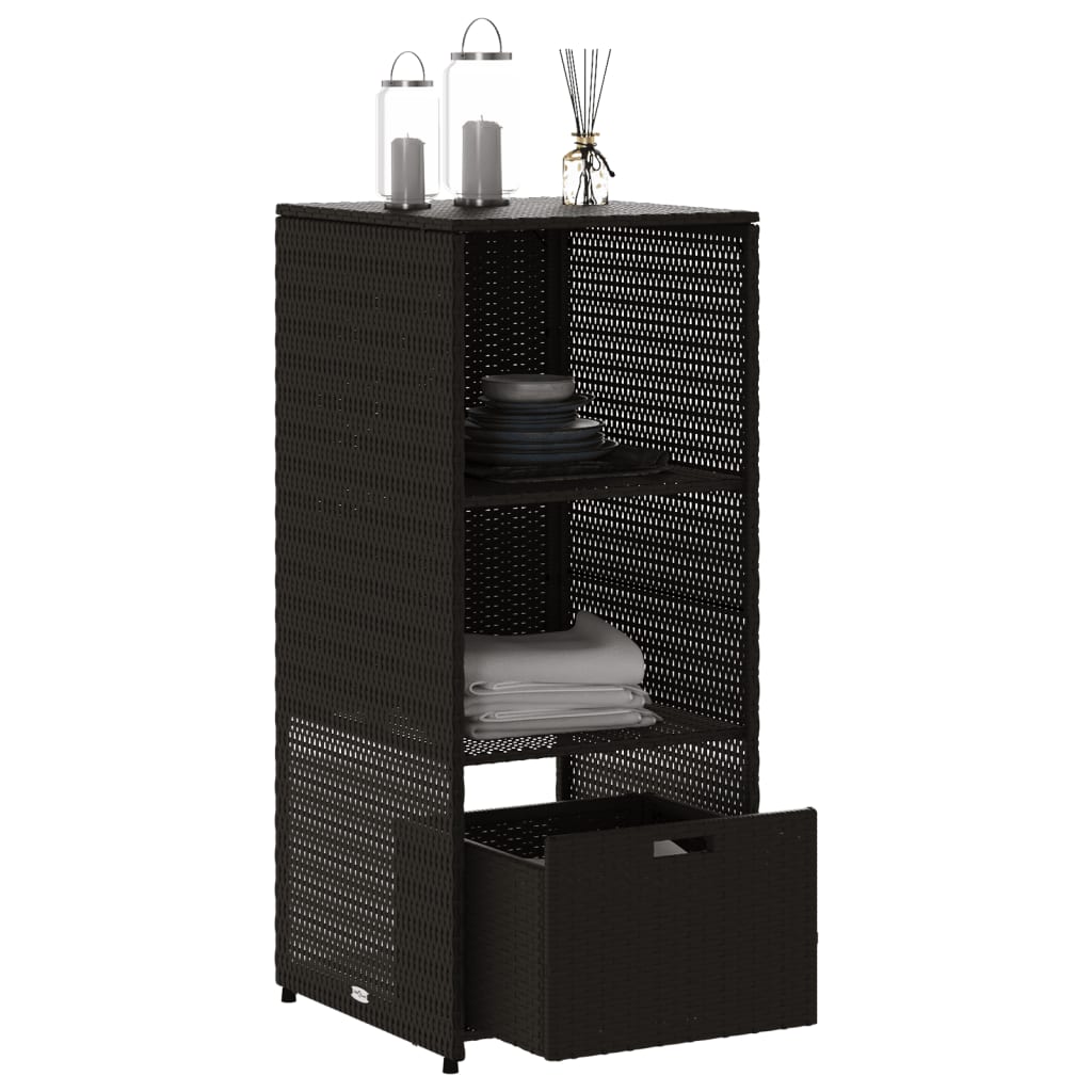 Garden Storage Cabinet Black 50X55X115 Cm Poly Rattan