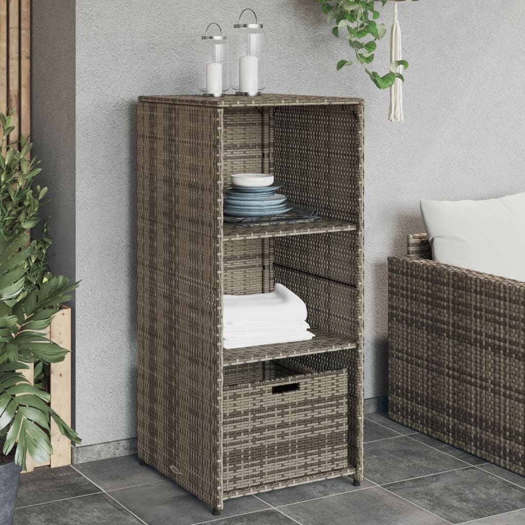 Garden Storage Cabinet Grey 50X55X115 Cm Poly Rattan