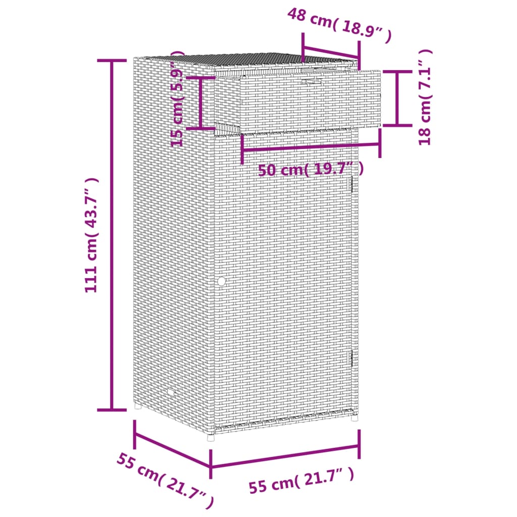 Garden Storage Cabinet Black 55X55X111 Cm Poly Rattan