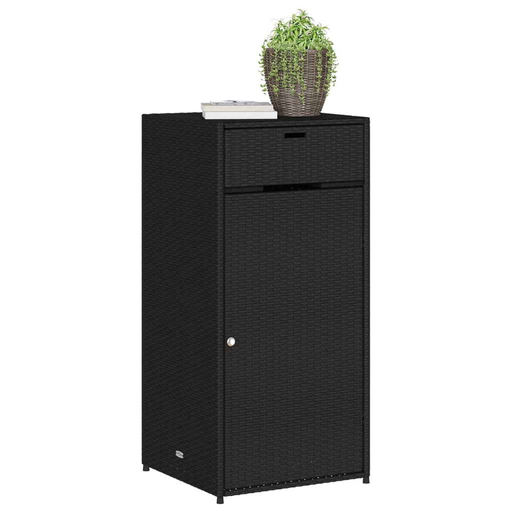 Garden Storage Cabinet Black 55X55X111 Cm Poly Rattan