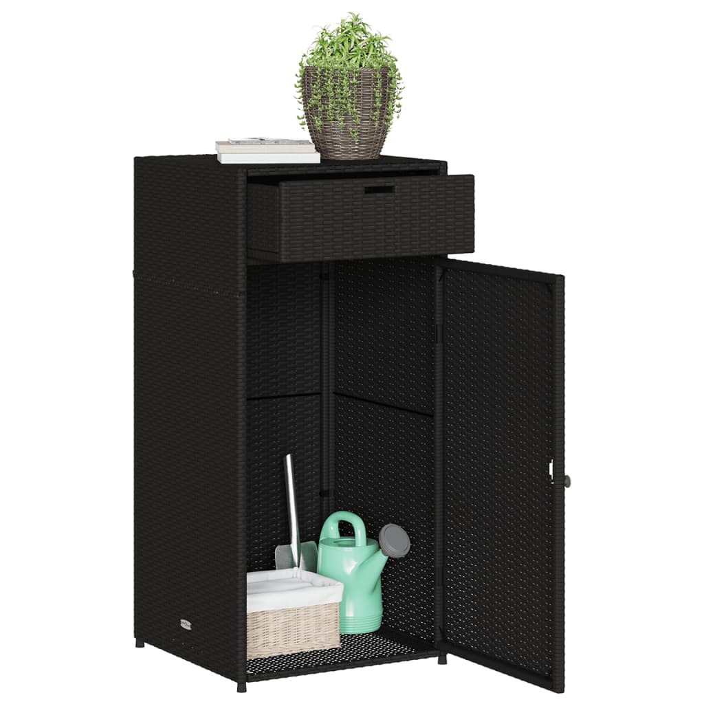 Garden Storage Cabinet Black 55X55X111 Cm Poly Rattan