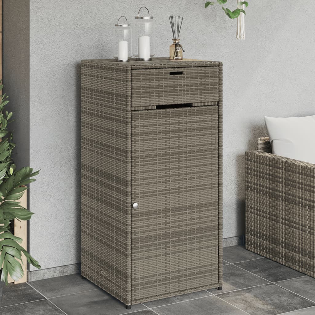 Garden Storage Cabinet Grey 55X55X111 Cm Poly Rattan