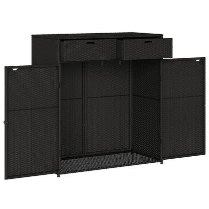 Garden Storage Cabinet Black 105X55X113 Cm Poly Rattan