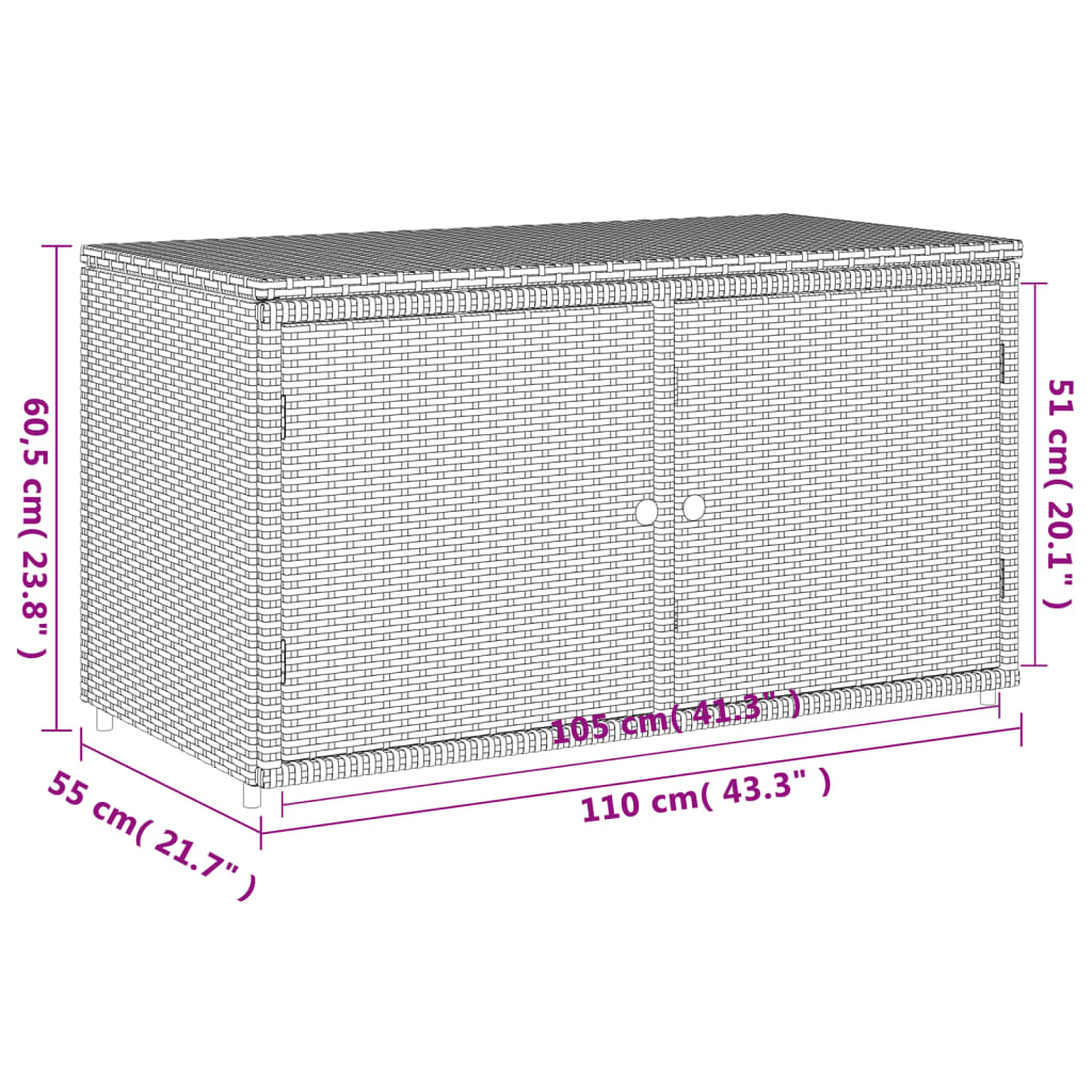 Garden Storage Cabinet Black 110X55X60.5 Cm Poly Rattan