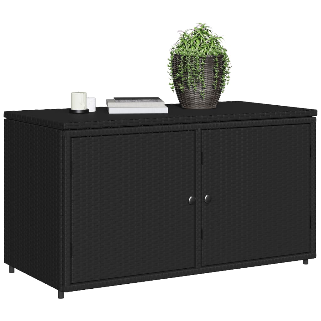 Garden Storage Cabinet Black 110X55X60.5 Cm Poly Rattan