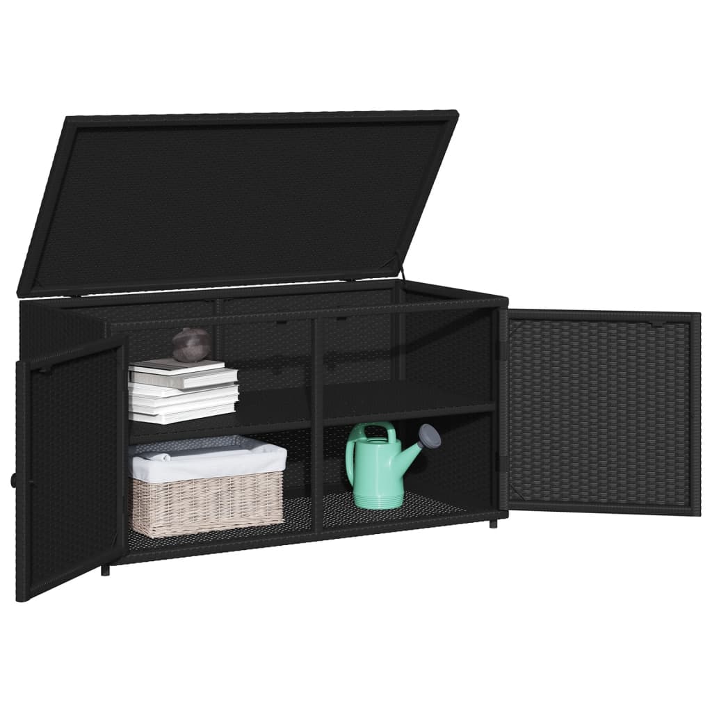 Garden Storage Cabinet Black 110X55X60.5 Cm Poly Rattan