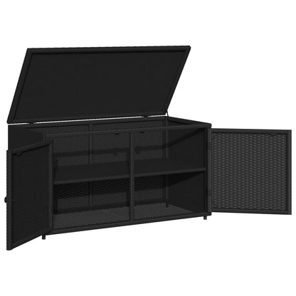 Garden Storage Cabinet Black 110X55X60.5 Cm Poly Rattan