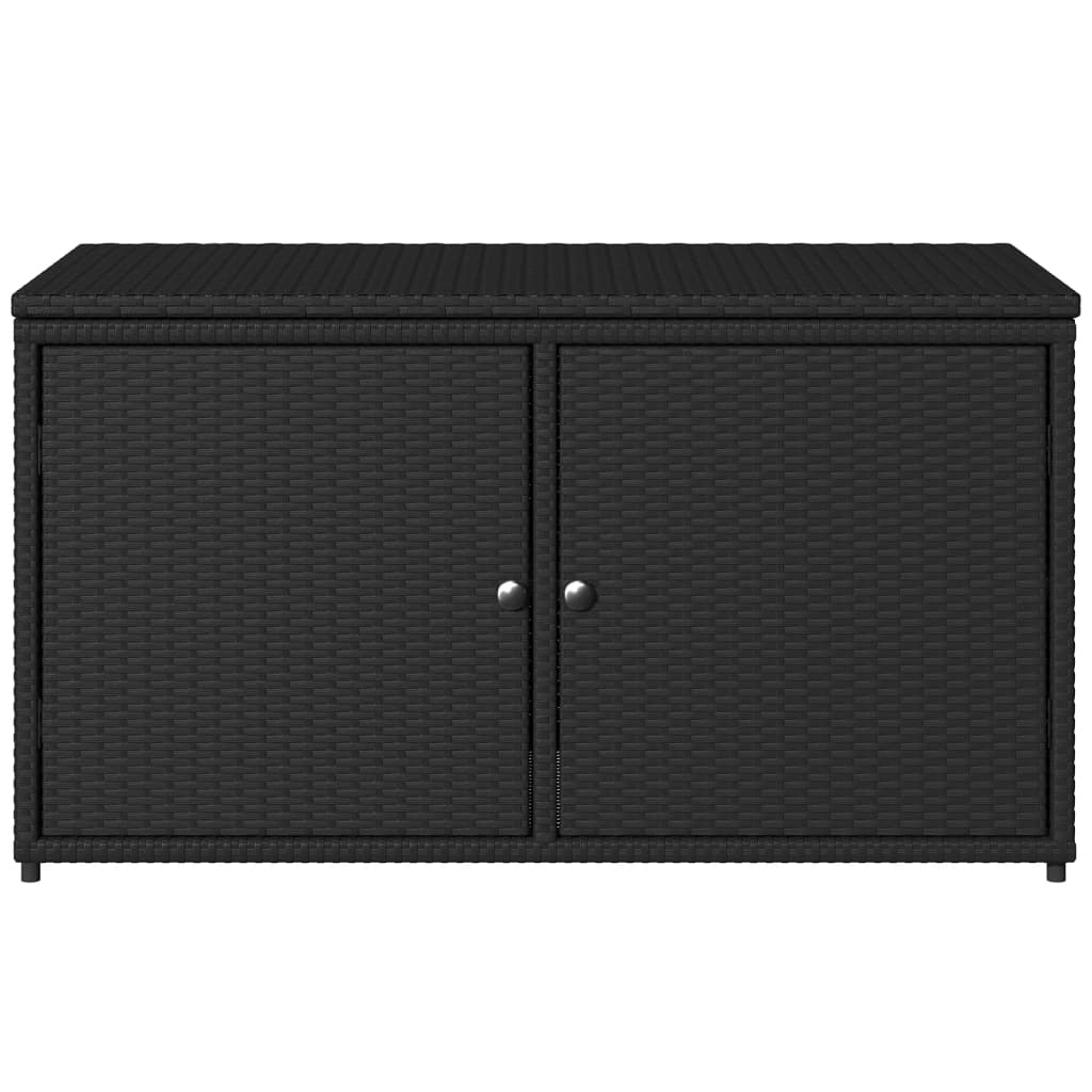 Garden Storage Cabinet Black 110X55X60.5 Cm Poly Rattan