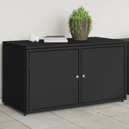 Garden Storage Cabinet Black 110X55X60.5 Cm Poly Rattan