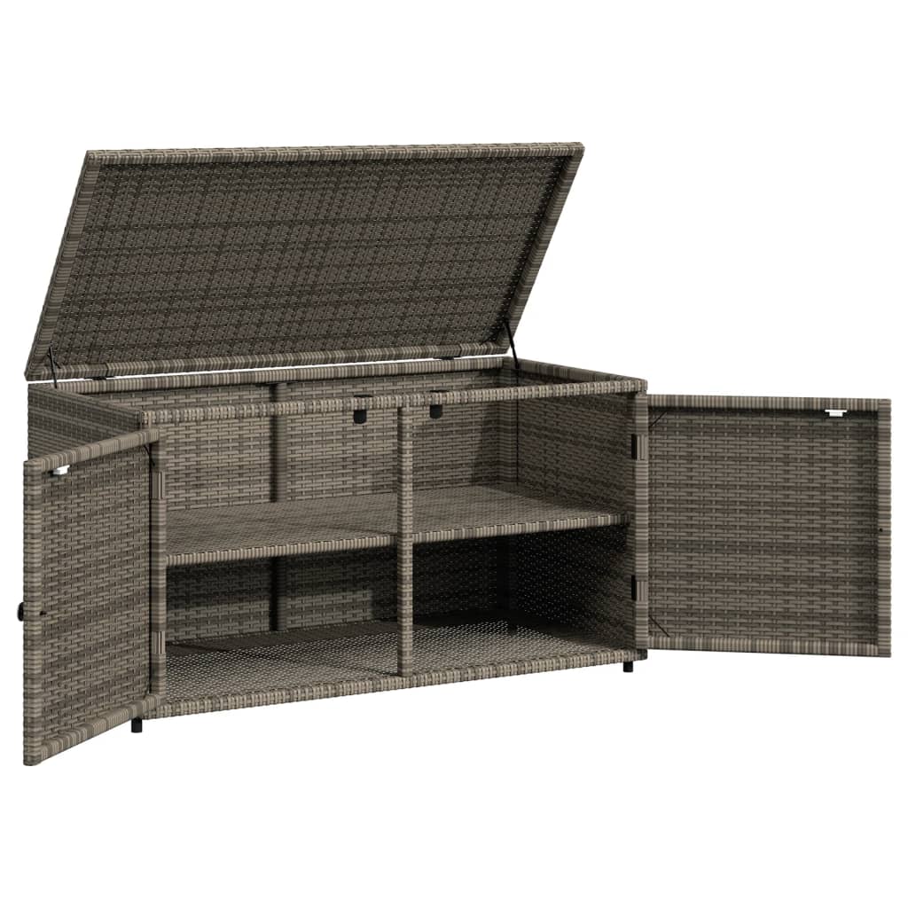 Garden Storage Cabinet Grey 110X55X60.5 Cm Poly Rattan
