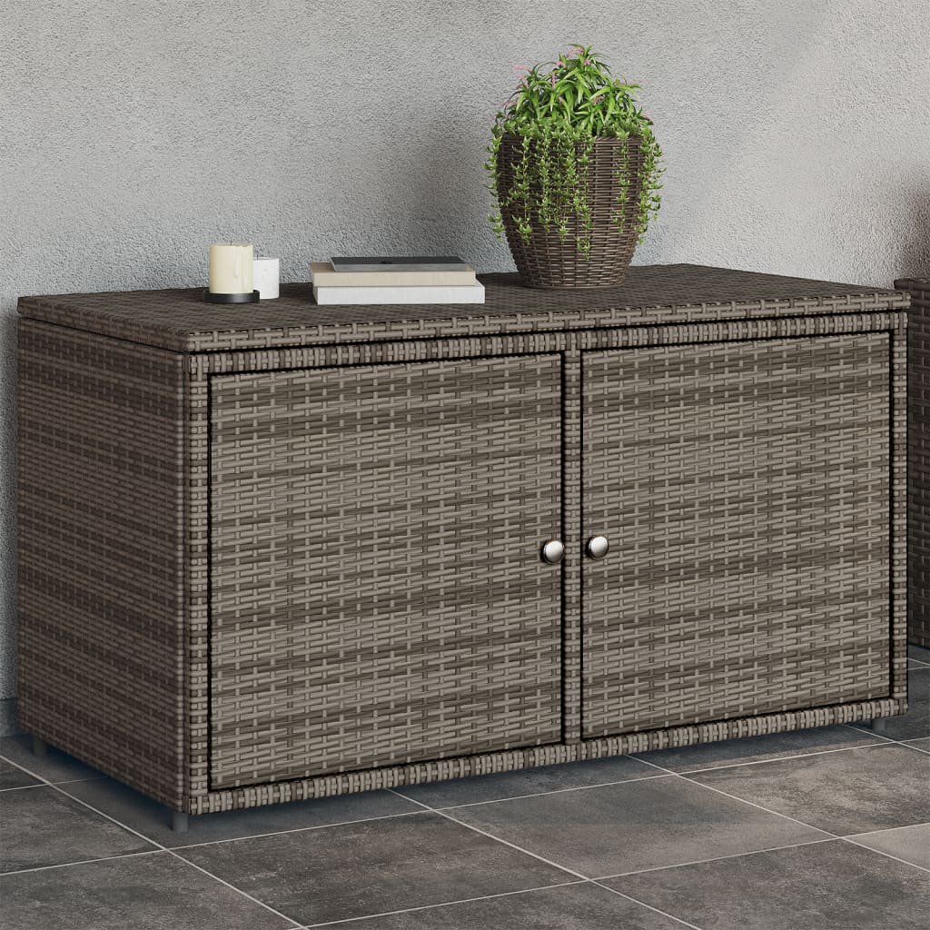 Garden Storage Cabinet Grey 110X55X60.5 Cm Poly Rattan