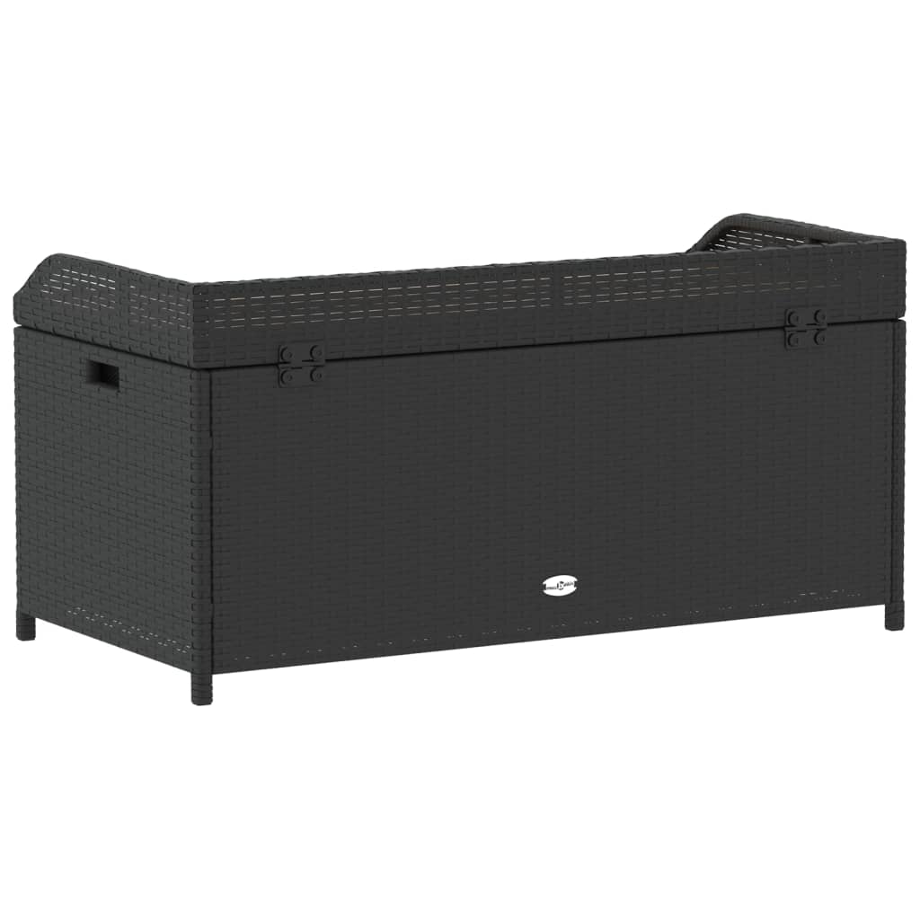 Storage Bench Black 100X50X52 Cm Poly Rattan And Acacia Wood