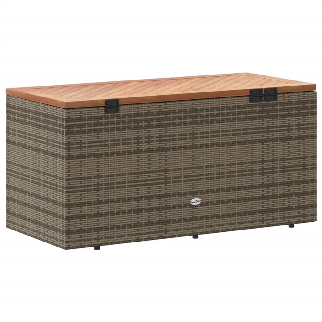 Garden Storage Box Grey 110X50X54 Cm Poly Rattan Acacia Wood