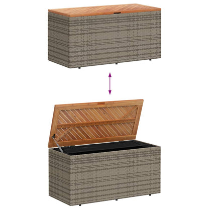 Garden Storage Box Grey 110X50X54 Cm Poly Rattan Acacia Wood