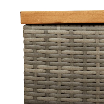 Garden Storage Box Grey 220X50X54 Cm Poly Rattan Acacia Wood