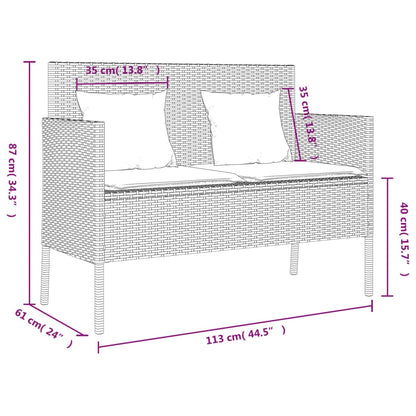Garden Bench With Cushions Grey Poly Rattan