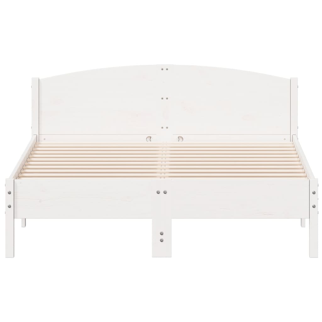 Bed Frame With Headboard White 140X200 Cm Solid Wood Pine