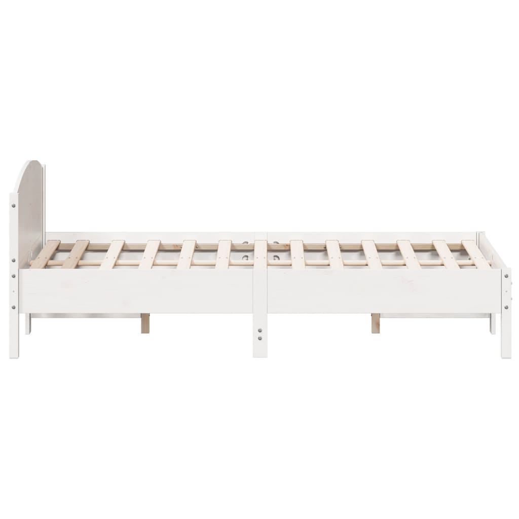 Bed Frame With Headboard White 140X200 Cm Solid Wood Pine