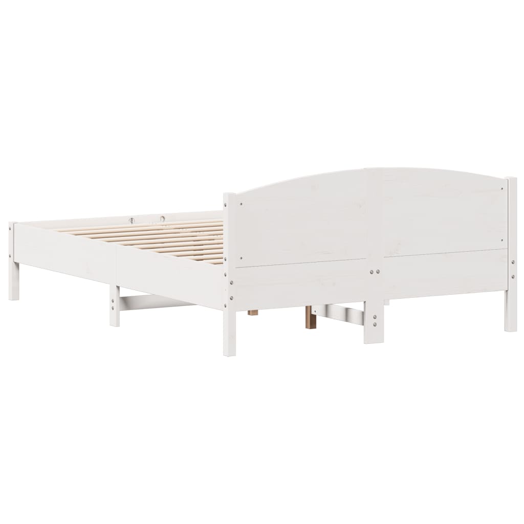 Bed Frame With Headboard White 140X200 Cm Solid Wood Pine