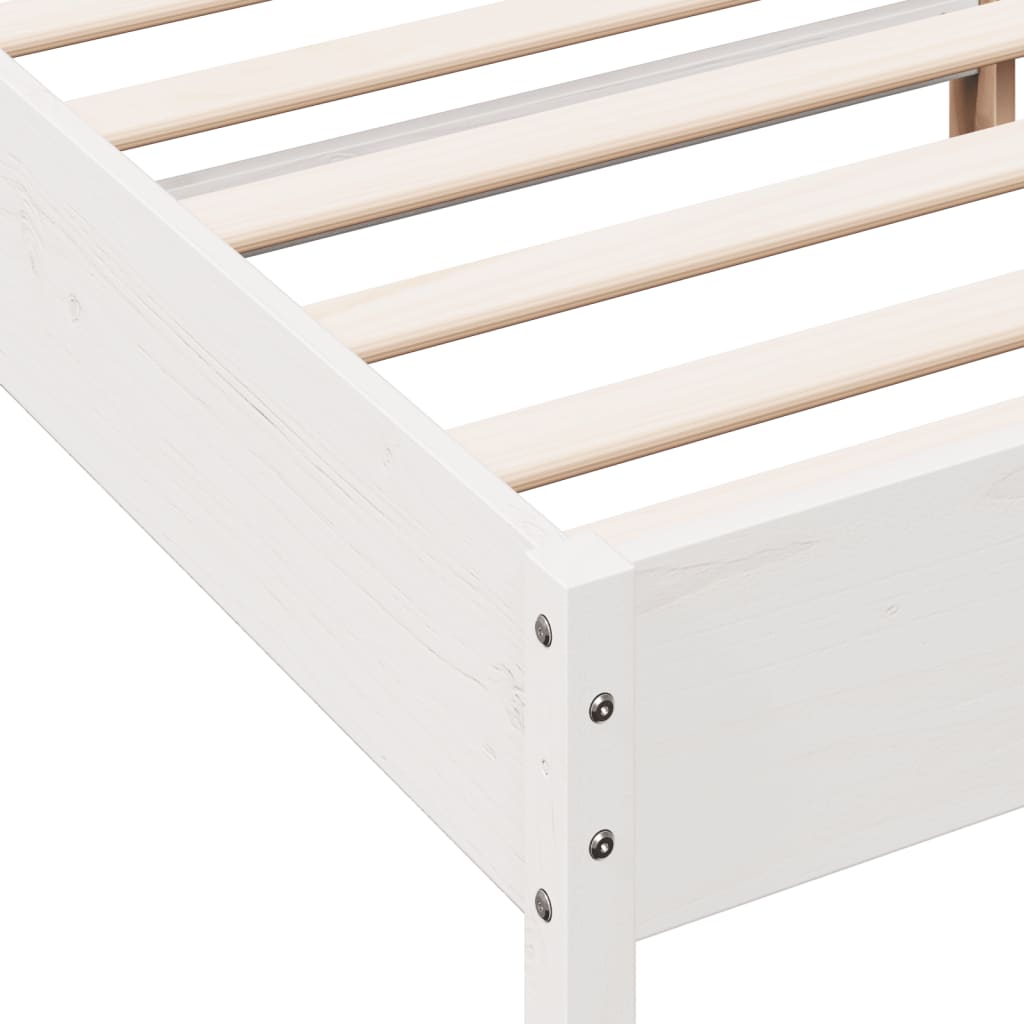 Bed Frame With Headboard White 140X200 Cm Solid Wood Pine