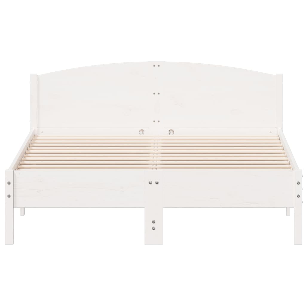 Bed Frame With Headboard White 120X200 Cm Solid Wood Pine