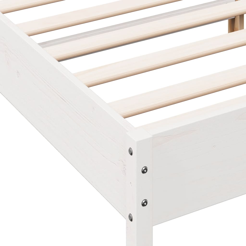 Bed Frame With Headboard White 120X200 Cm Solid Wood Pine