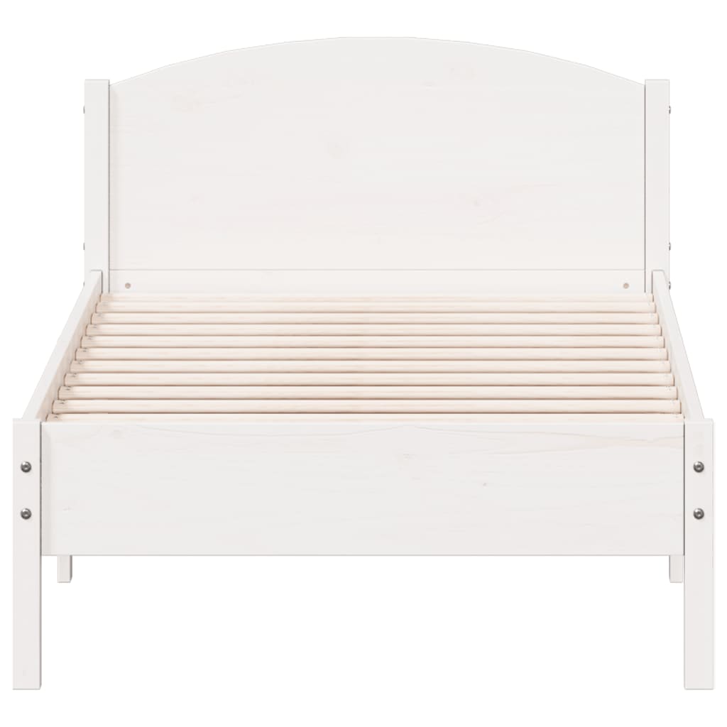 Bed Frame With Headboard White 90X200 Cm Solid Wood Pine