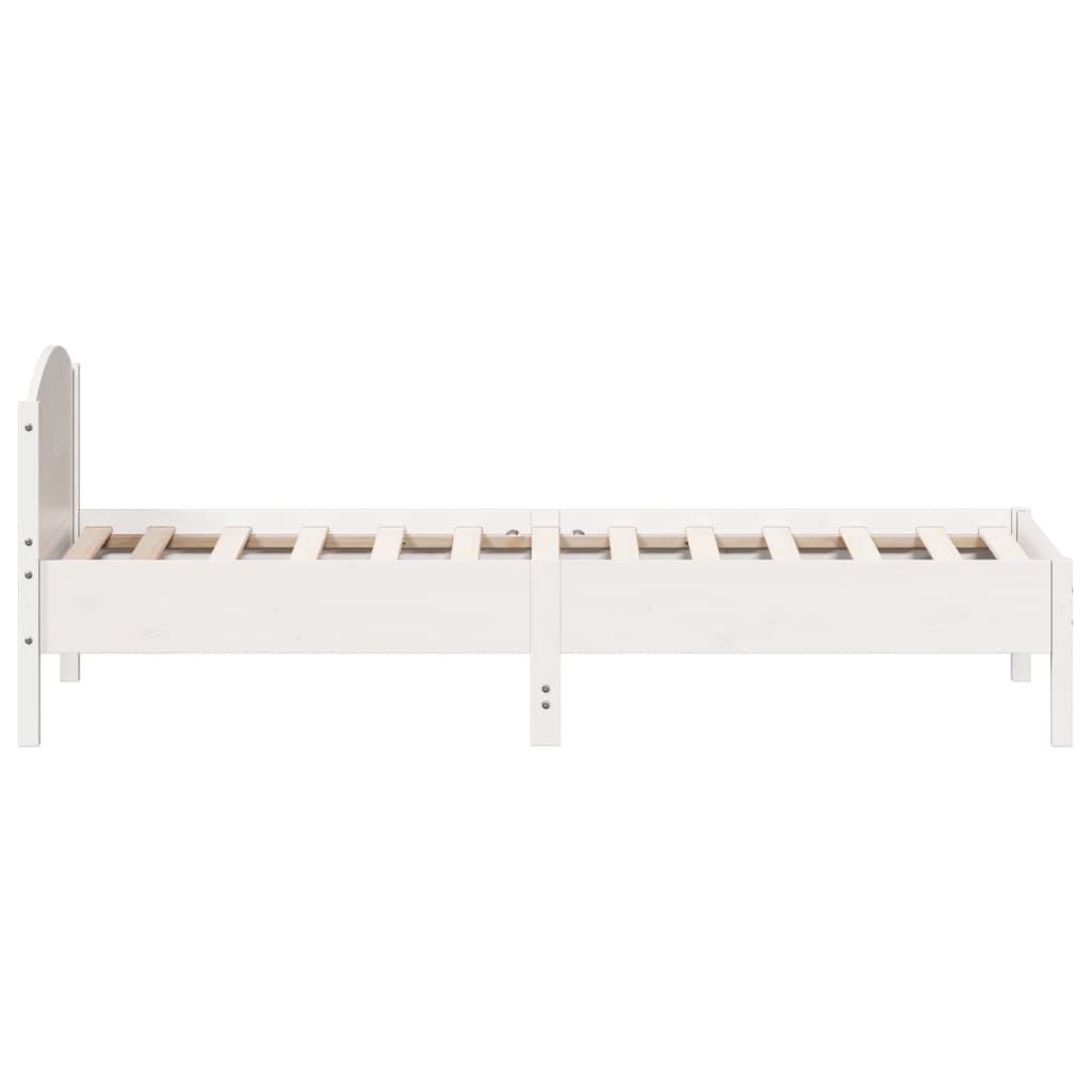 Bed Frame With Headboard White 90X200 Cm Solid Wood Pine