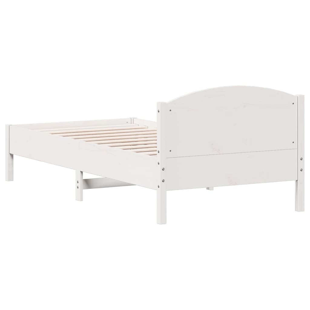 Bed Frame With Headboard White 90X200 Cm Solid Wood Pine