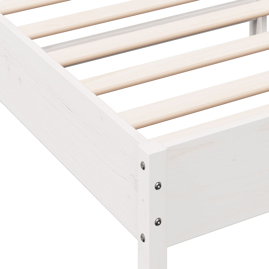 Bed Frame With Headboard White 90X200 Cm Solid Wood Pine