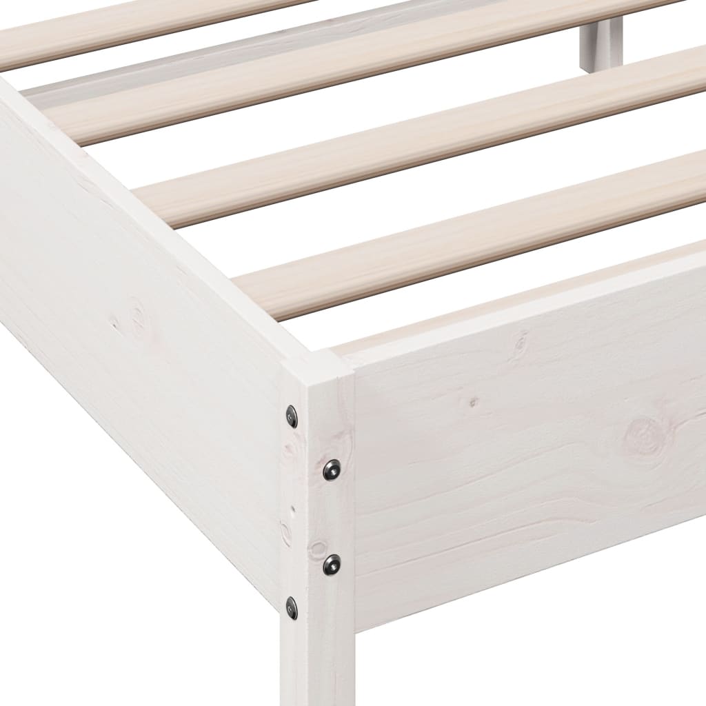 Bed Frame With Headboard White 140X200 Cm Solid Wood Pine