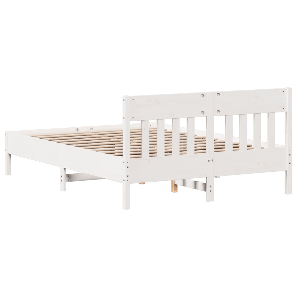 Bed Frame With Headboard White 120X200 Cm Solid Wood Pine