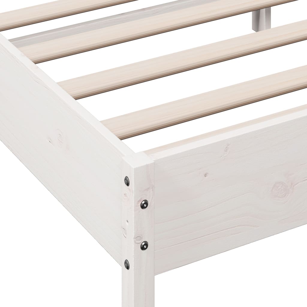 Bed Frame With Headboard White 120X200 Cm Solid Wood Pine