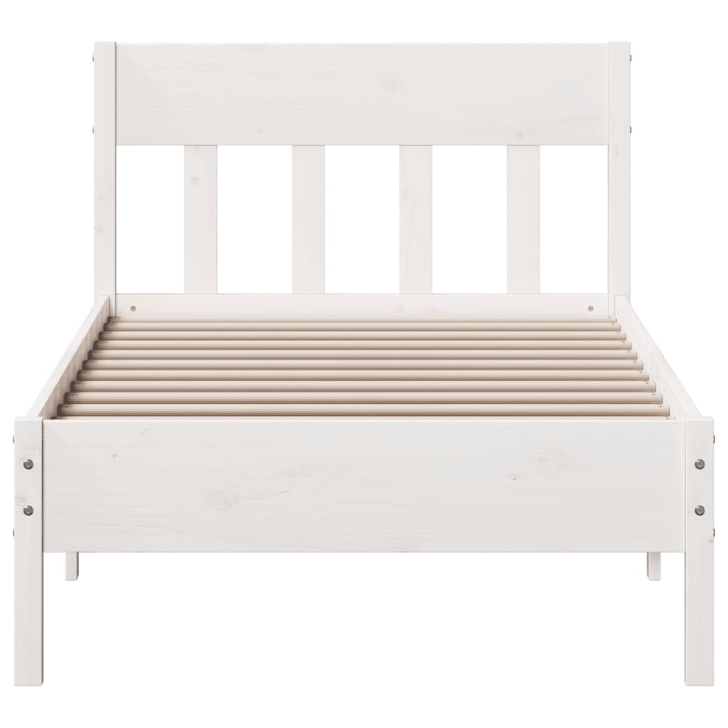 Bed Frame With Headboard White 90X200 Cm Solid Wood Pine