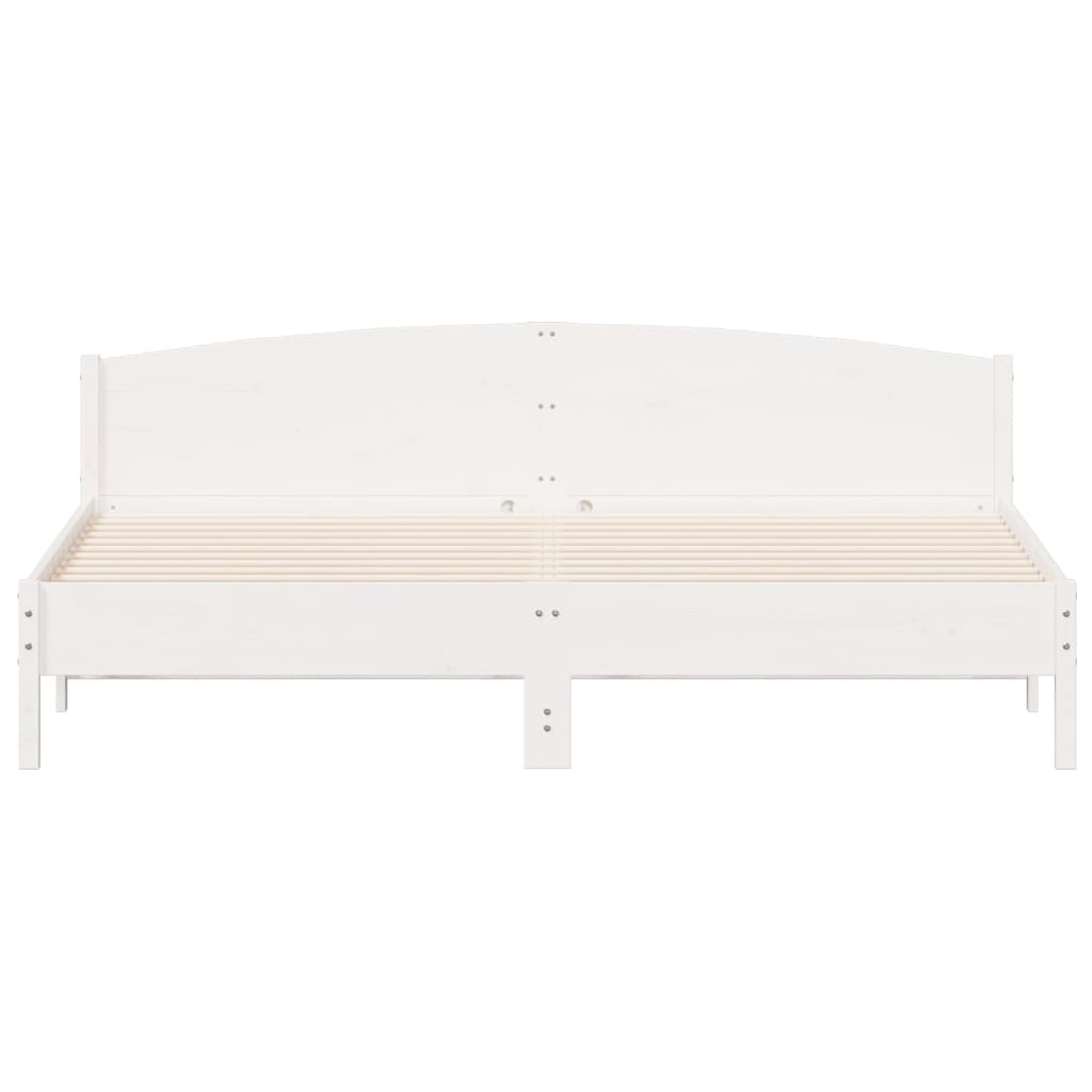 Bed Frame With Headboard White 200X200 Cm Solid Wood Pine