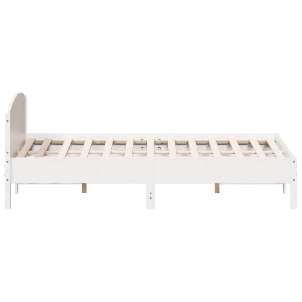 Bed Frame With Headboard White 200X200 Cm Solid Wood Pine