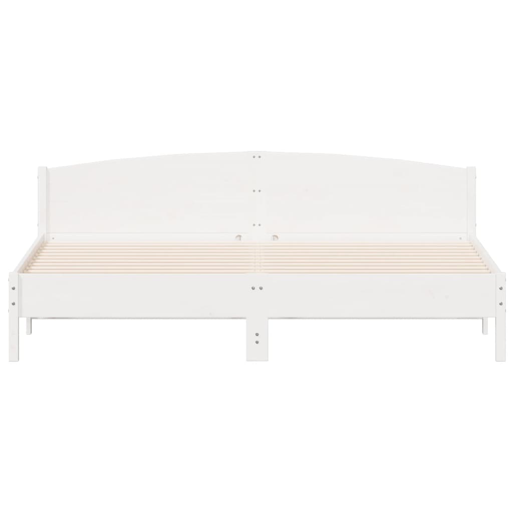 Bed Frame With Headboard White 180X200 Cm Super King Solid Wood Pine